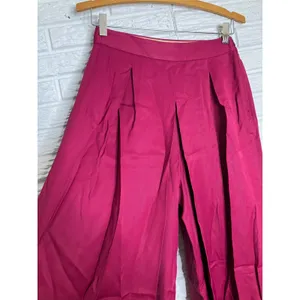 Massimo Dutti pleated wide leg pants trousers pink magenta women's size 6 modern thumbnail 4