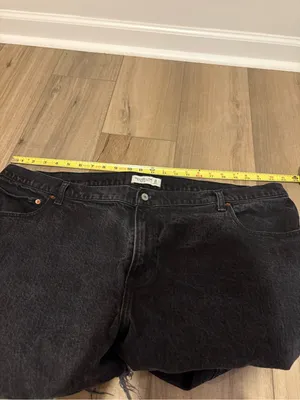 Abercrombie & Fitch High Rise 90’s Relaxed Cropped‎ Jeans raw hem black 36/22R thumbnail 7