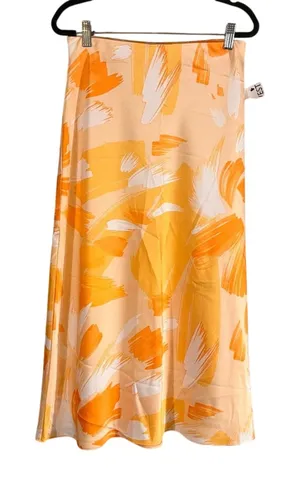 Nine West‎ Orange Floral Midi Skirt Size Small thumbnail 1