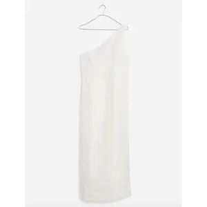 Madewell One Shoulder Midi Dress Linen Blend Lighthouse Minimalist US 4 NWT thumbnail 4