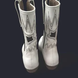 White, Silver & Black Embroidered Mod Calf Western Cowboy Boots thumbnail 4