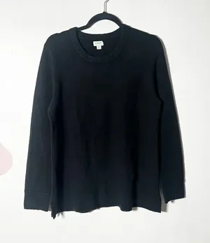 J.Crew Sweater Women's Medium Black Wool Blend Oversized Cozy thumbnail 1