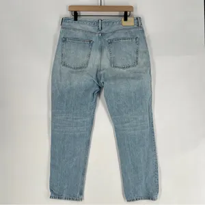 Everlane Cotton Light Blue Denim Button Fly High Rise‎ Straight Ankle Jean thumbnail 6