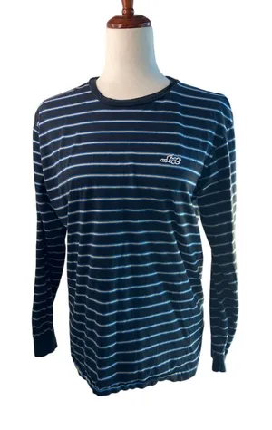 Lost Black Blue & Yellow Striped Long-Sleeve Shirt Size M thumbnail 1