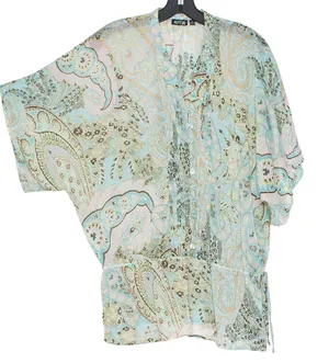 Apt 9 Top Sheer Floral Cottage Boho Prairie Romantic Ethereal Fairy Blue Size XL thumbnail 1