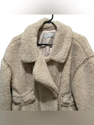 Z Supply Ari Sherpa Jacket Cream Womens Size Medium Teddy Fleece Oversized Coat thumbnail 6