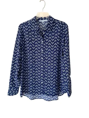 Hill House James Navy Blue Posey Floral Button Down Shirt size medium thumbnail 2