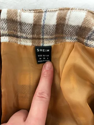 SHEIN Brown and White Plaid Mini Skirt thumbnail 2