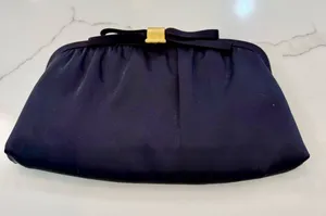 After Five Vintage Navy Satin Clutch Purse thumbnail 1