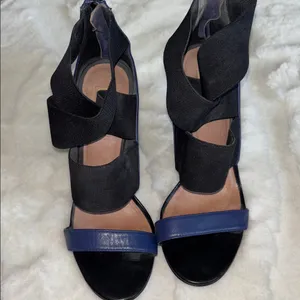 Halogen Blue Black Strappy Stiletto Sandals Heels Size 7 thumbnail 3