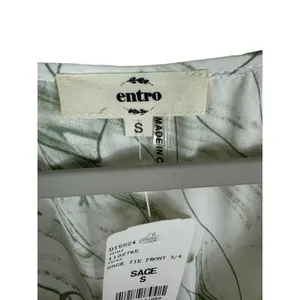 Entro NWT Sage Green Cream 3/4 Balloon Sleeve Tiered‎ Ruffled Above Knee Dress S thumbnail 7