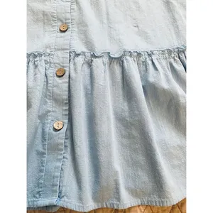 Light Blue Cotton Button Down Ruffled Hem Dress XXL thumbnail 9