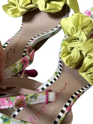 Betsey Johnson Elmira Ruffled Floral Heel Sandals – Size 7.5 thumbnail 6
