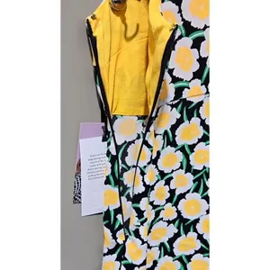 Diane Von Furstenberg Size 4 Yellow & Black Poppy Floral Print Mini Shift Dress thumbnail 3