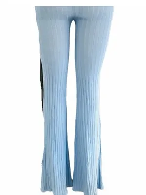 Light Blue party casual Ribbed 2 Piece Set Wide-Leg Pants & Duster NWT Small thumbnail 3
