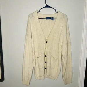 Vintage 80s Towncraft Acrylic Slouchy Cabled Oversized Cardigan Grande Size XL thumbnail 4