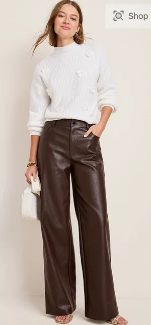 Francesca’s Brown Faux Leather Pants thumbnail 1