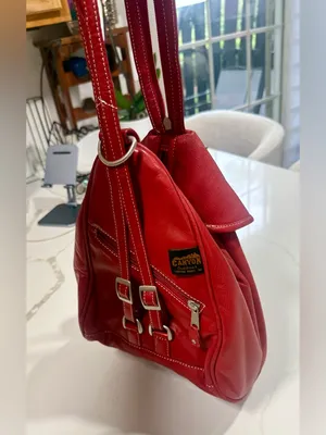 Canyon Outback Red Leather Shoulder Bag Convertible Backpack Louisville Cardinal thumbnail 6