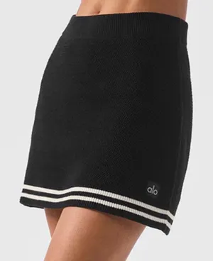 Alo Yoga Tennis Club Sweater Knit Skirt Black/Ivory S thumbnail 1