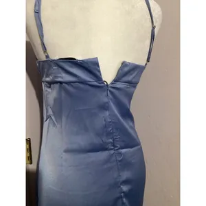 WeWoreWhat Cowl MIDI Sleeveless Satin Charmeuse Slate Blue Dress 0 thumbnail 7