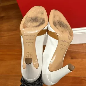 Sergio Rossi‎ Pumps Womens White Tan Leather Buckle Cutout Pointed Toe Heels 36 thumbnail 7