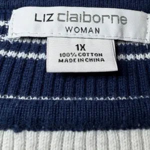 Liz Claiborne Womens Plus Size 1X Sweater Striped Knit Boat Neck Ribbed Nautical thumbnail 4