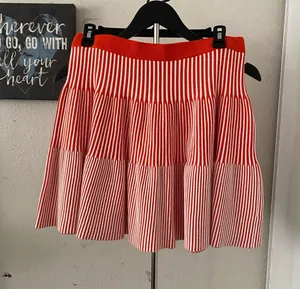 Red & White Striped Tiered Skater Set 2 pieces Size M thumbnail 1