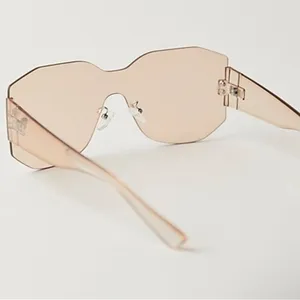FREE PEOPLE Sidetracked Rimless Sunglasses Retro 70’s Summer Beach Neutral RARE thumbnail 4