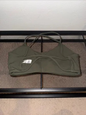 Aoxjox Olive Green Crossback Sports Bra thumbnail 2