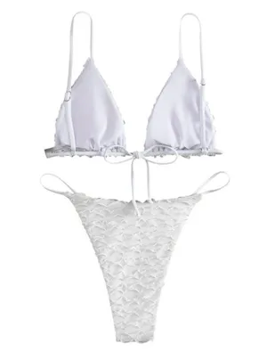 White Textured Bikini Set Medium NWOT thumbnail 2
