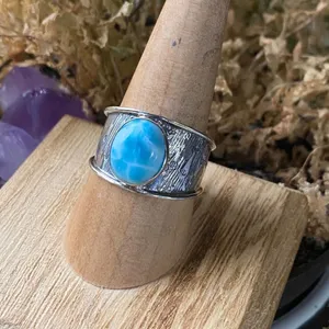 Natural Larimar Sterling Silver Ring Size 9.5 thumbnail 3
