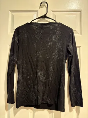 Rock & Republic top long sleeve black rhinestones studs crown M 90s thumbnail 2