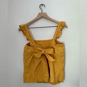 Harper Heritage x Francesca’s Yellow Ruffle Tied Top | Spring Top | Medium thumbnail 2