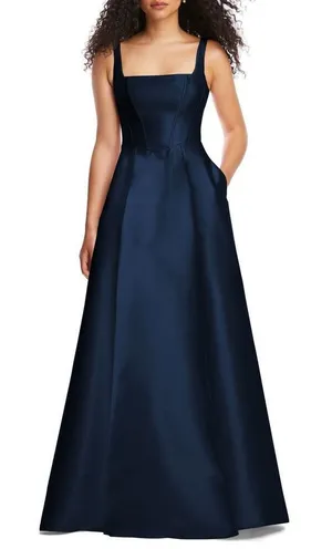 NWT Alfred Sung Blue Corset Satin Gown Dress Size 10 thumbnail 1