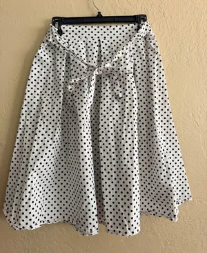 See You Monday White Polka Dot Circle Skirt with Waist Tie thumbnail 1