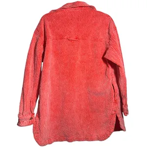 BDG‎ Serena Corduroy Faded Shirt Jacket in Neon Coral Women's Medium Shacket thumbnail 2