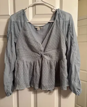 American Eagle Blouse Long Sleeve blue thumbnail 1