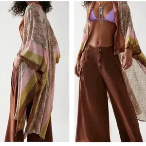 Free People Cairo Shimmer chevron Kimono Cardigan duster OS thumbnail 2