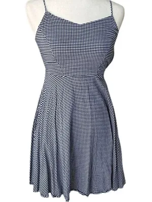 OLD NAVY Blue Gingham Fit & Flare Dress - size XS thumbnail 1