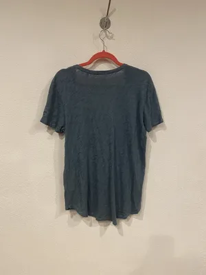 ATM Shirt Womens XS/S Blue Slub Jersey V Neck Short Sleeve Tee Top Relaxed thumbnail 4