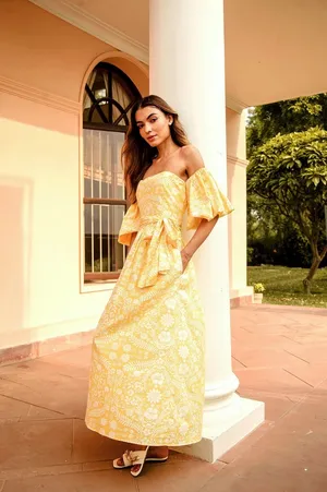 Beyond by Vera Yellow Floral Maxi Dress thumbnail 3