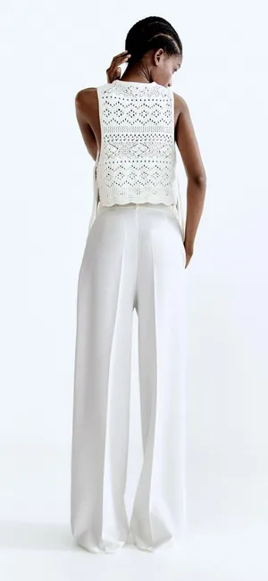 ZARA nwt wide straight leg high waisted men’s style pleated pants thumbnail 7
