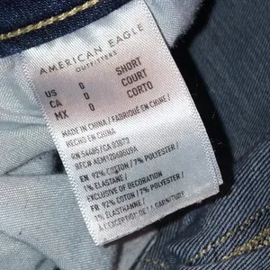 Size 0 Short American Eagle Stretchy Blue Distressed Skinny Jeans thumbnail 7