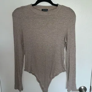 Long sleeve mock neck bodysuit Tan Size L thumbnail 1
