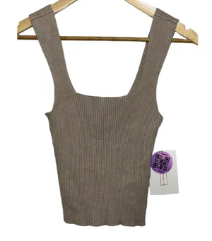 Abercrombie & Fitch Tan Ribbed Knit Cropped Tank Top Crop Top Tank Top Size S thumbnail 1