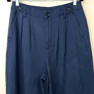 Madewell Deep Indigo Harlow Linen Blend Buttons Wide Leg Pants thumbnail 10