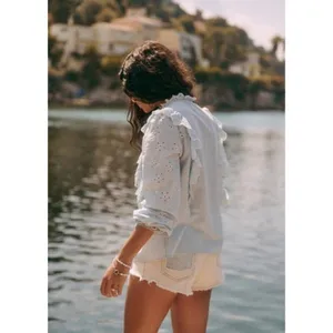Sézane 💕💕 Irma Shirt ~ Light Blue/Ecru FR 34 = US 2 thumbnail 7