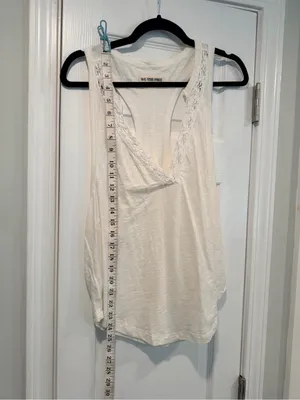 NWOT Free People We The Free Size XS Cream Crochet Trim Racerback Layer Tank Top thumbnail 10