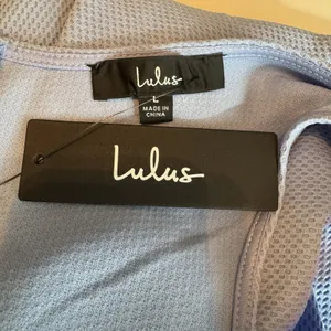 Lulus Fit & Flare Mini Dress Blue Textured Sleeveless Zip Back Chic Summer Sz L thumbnail 6