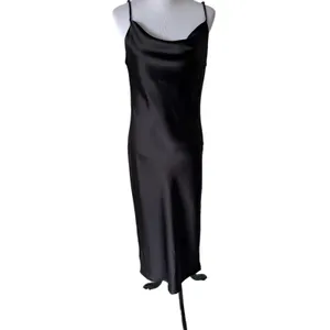 Beauty+Gace Size-M Women Dress Satin Cowl Neck‎ Midi Slip Black thumbnail 2